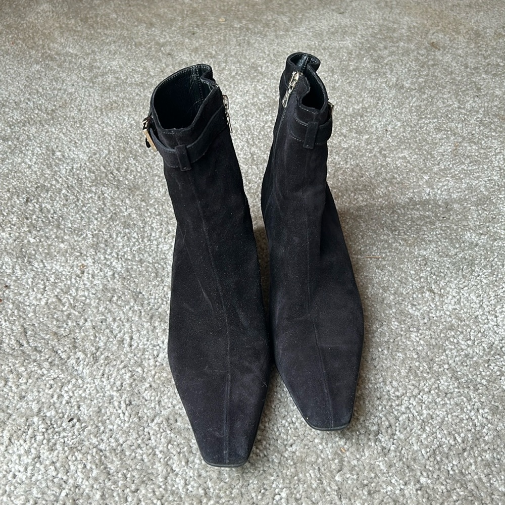 Prada brand black suede boots size 8 1/2 euro 39